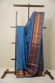 Blue Gadwal Cotton Silk Saree - SRBGCSS131