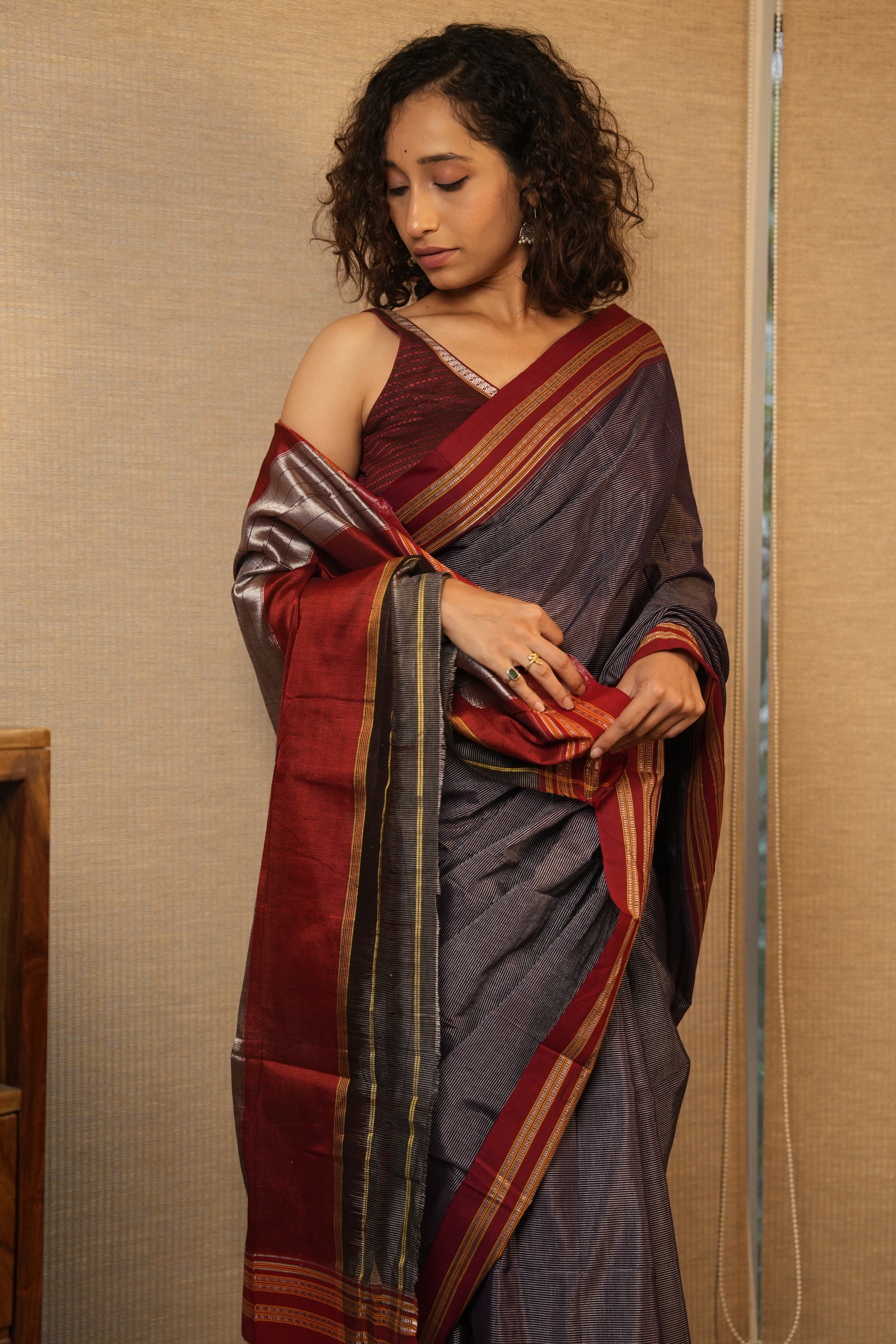 Violet Cotton Ilkal Saree - SRVCIS913