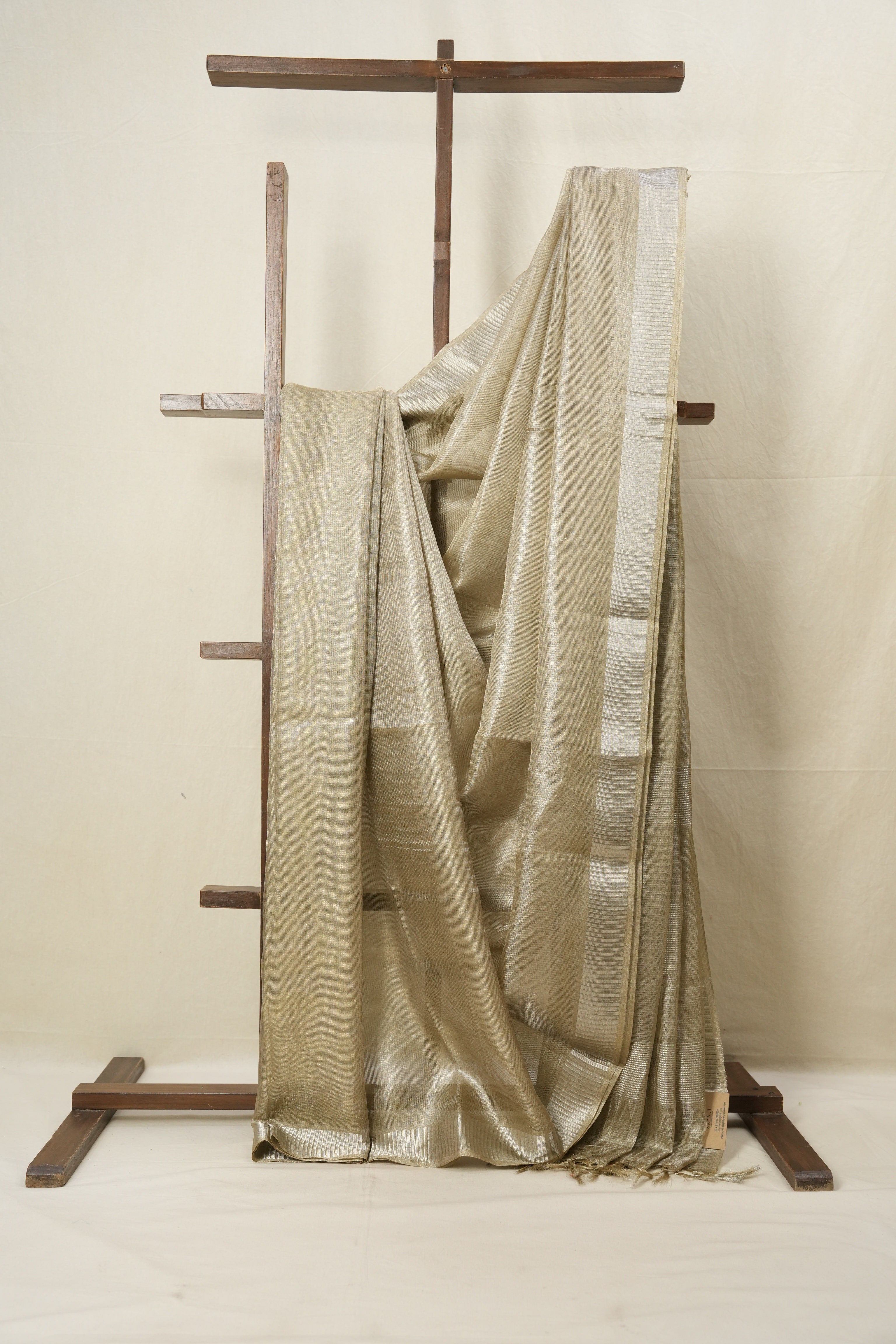 Olive Gold Tissue Tussar Silk Saree - SROGTTSS520