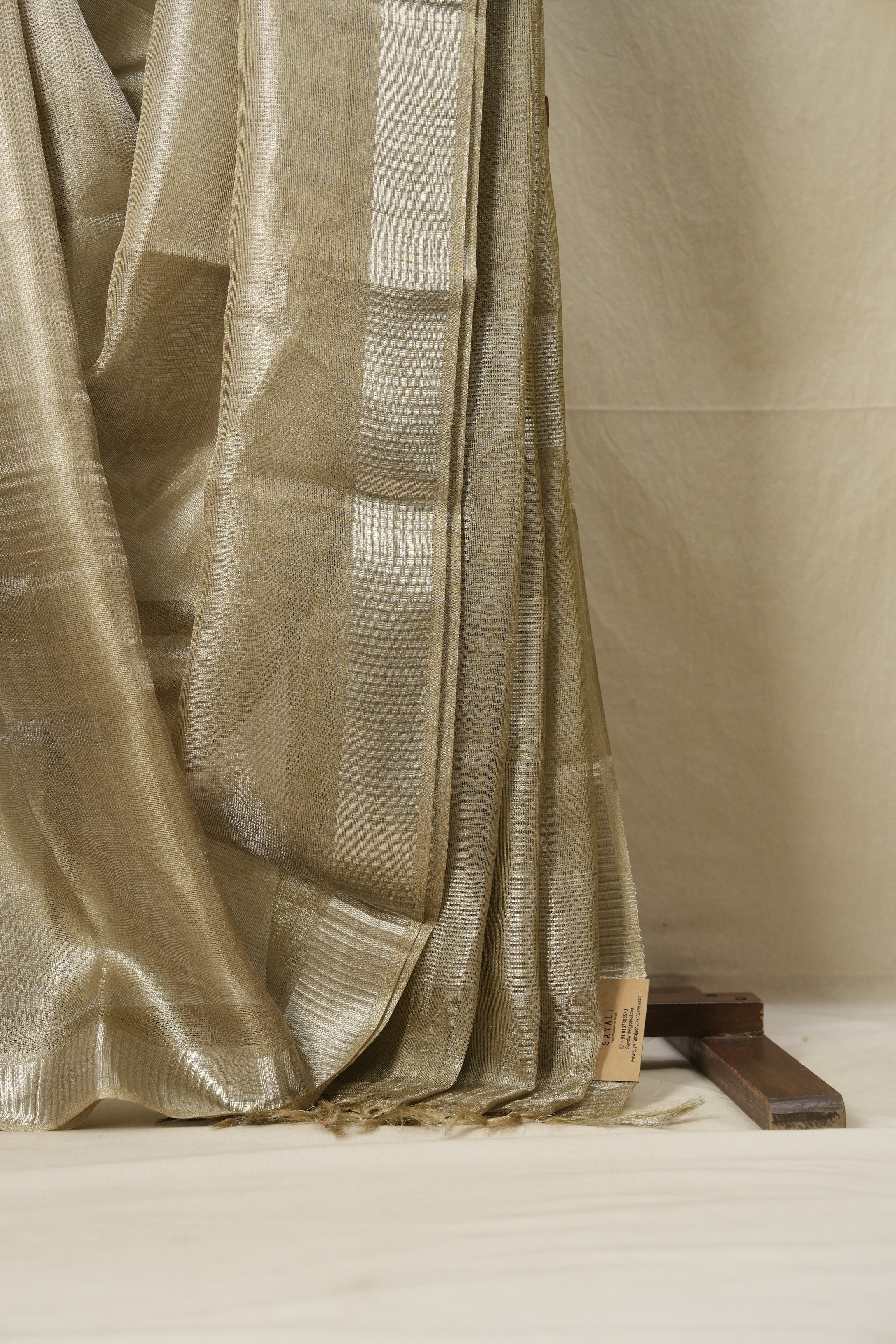 Olive Gold Tissue Tussar Silk Saree - SROGTTSS520