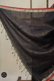 Black Linen Jamdani Saree - SRBLJS510