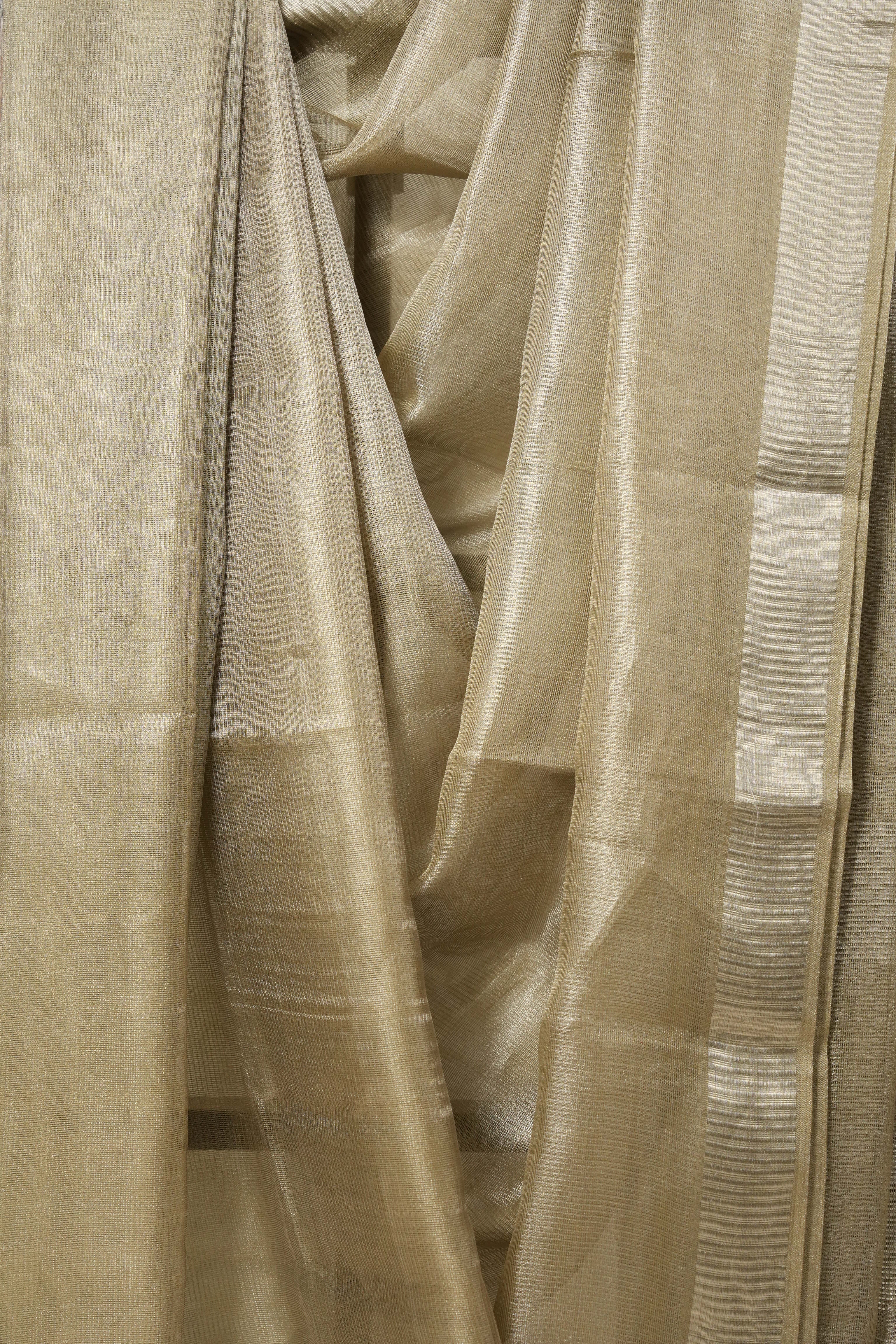 Olive Gold Tissue Tussar Silk Saree - SROGTTSS520