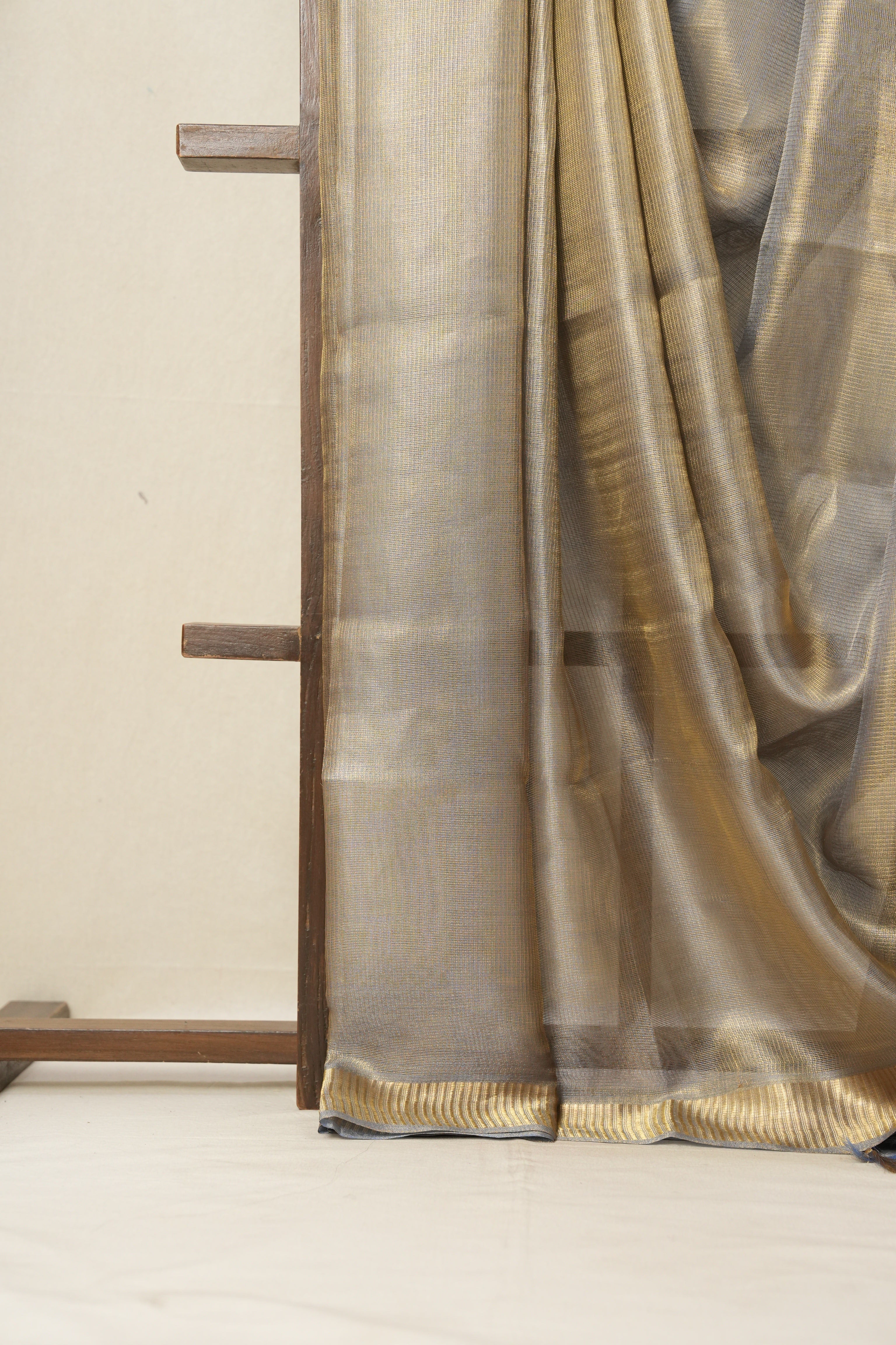 Blue Gold Tissue Tussar Silk Saree - SRBGTTSS519