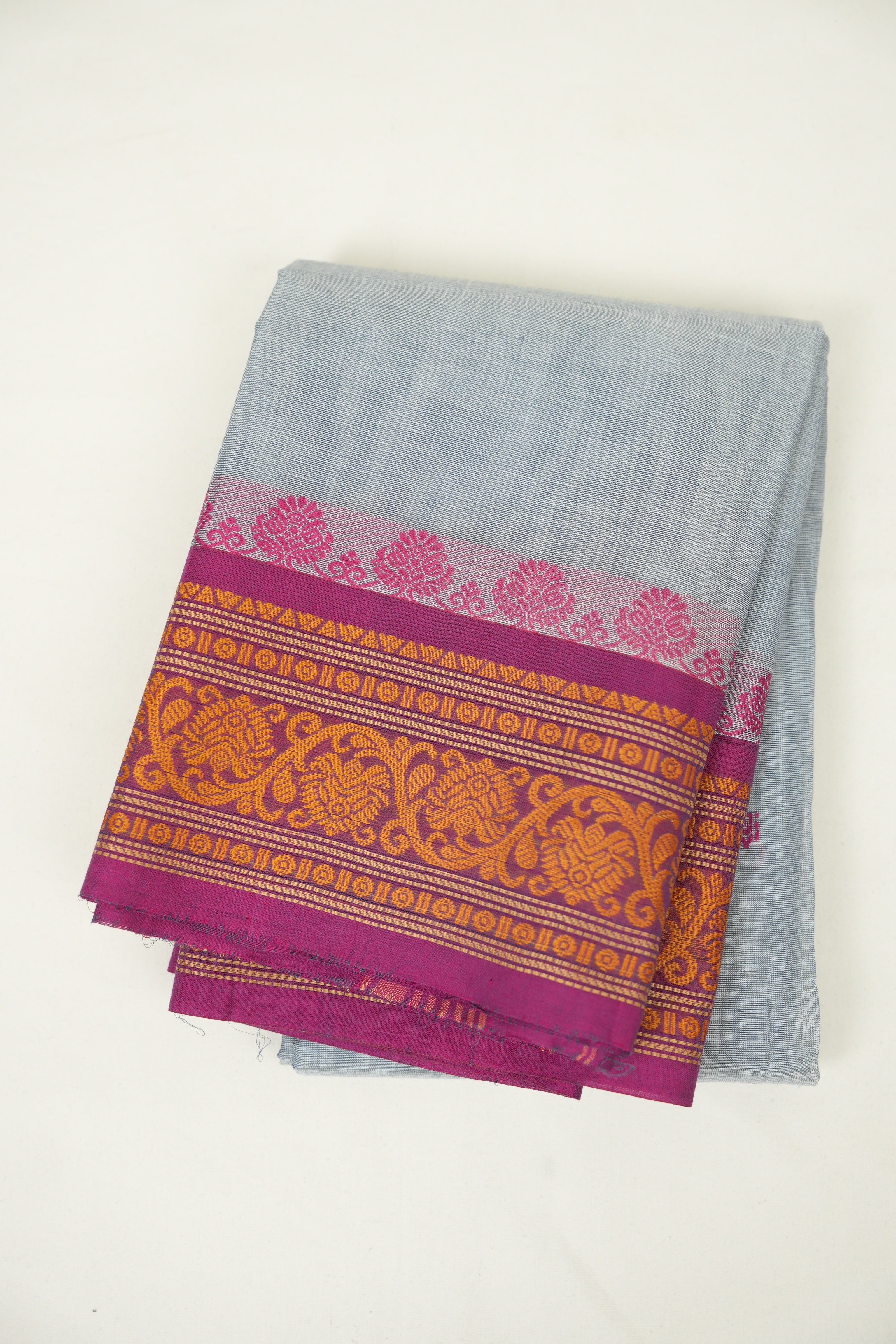 Steal Grey kanchi Cotton Saree - SRSGKCS1442