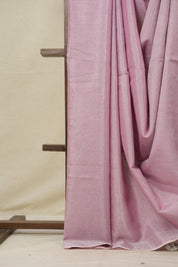 Pink Plain Tissue Linen Saree With Tassels - SRPPTLS287