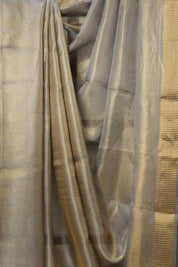 Blue Gold Tissue Tussar Silk Saree - SRBGTTSS519