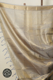 Blue Gold Tissue Tussar Silk Saree - SRBGTTSS519