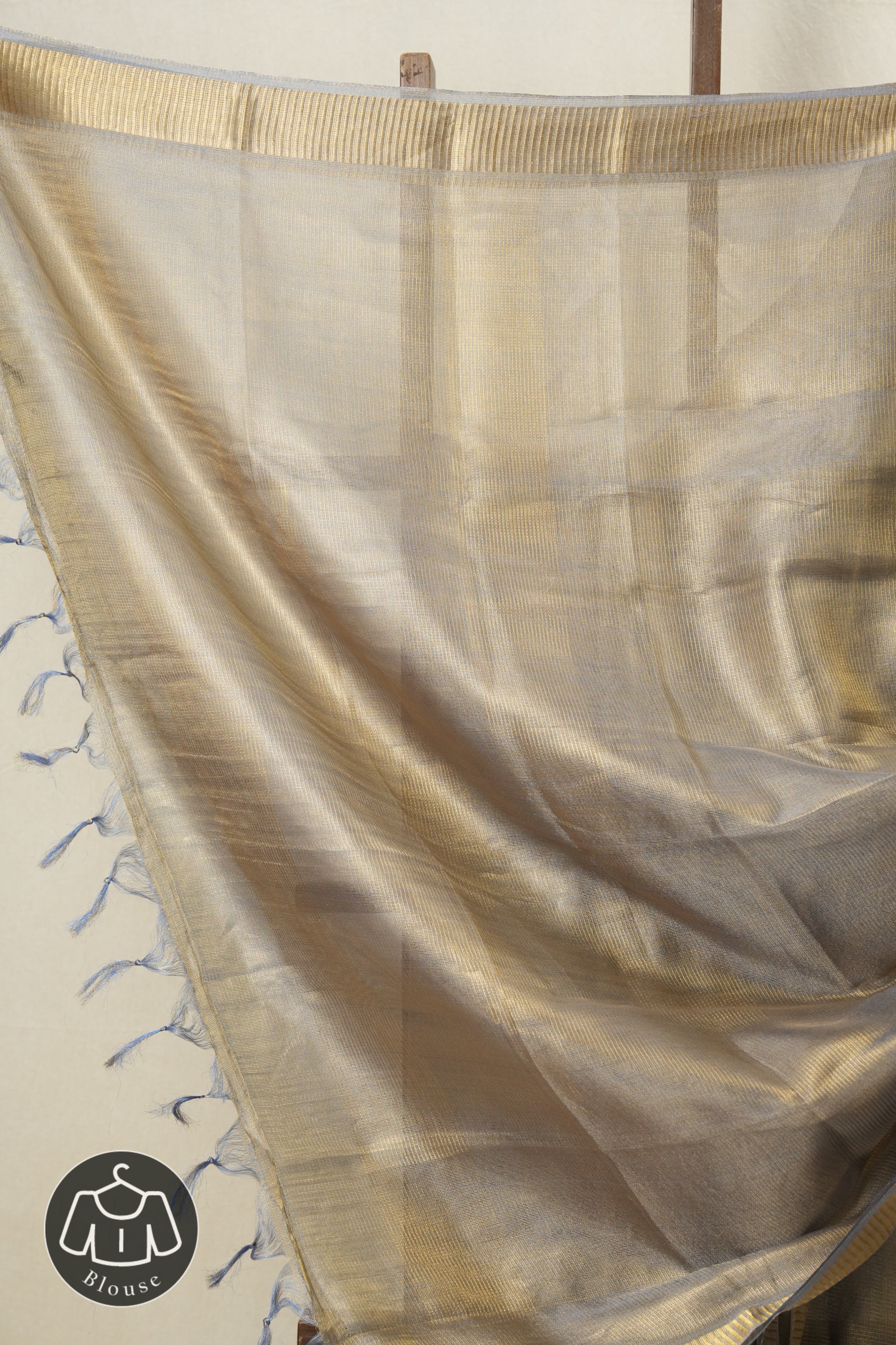 Blue Gold Tissue Tussar Silk Saree - SRBGTTSS519