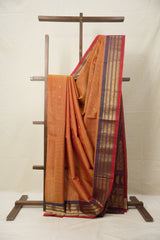 Two Tone Orange Gadwal Cotton Silk Saree - SRTTOGCSS143