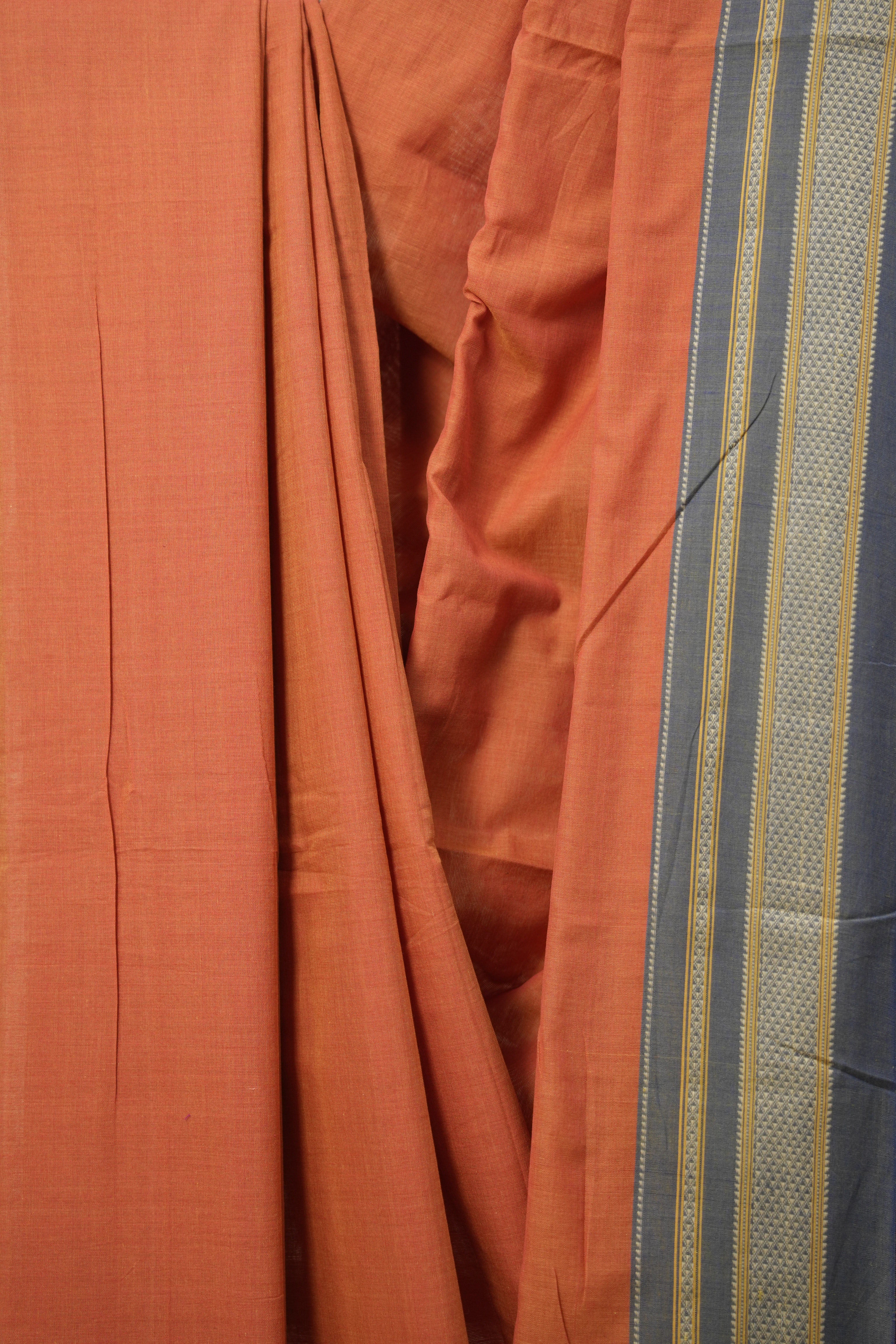 Orange Cotton Ilkal Saree  - SROCIS673