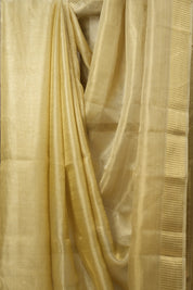 Cream-Gold Tissue Tussar Silk Saree - SRCGTTSS532