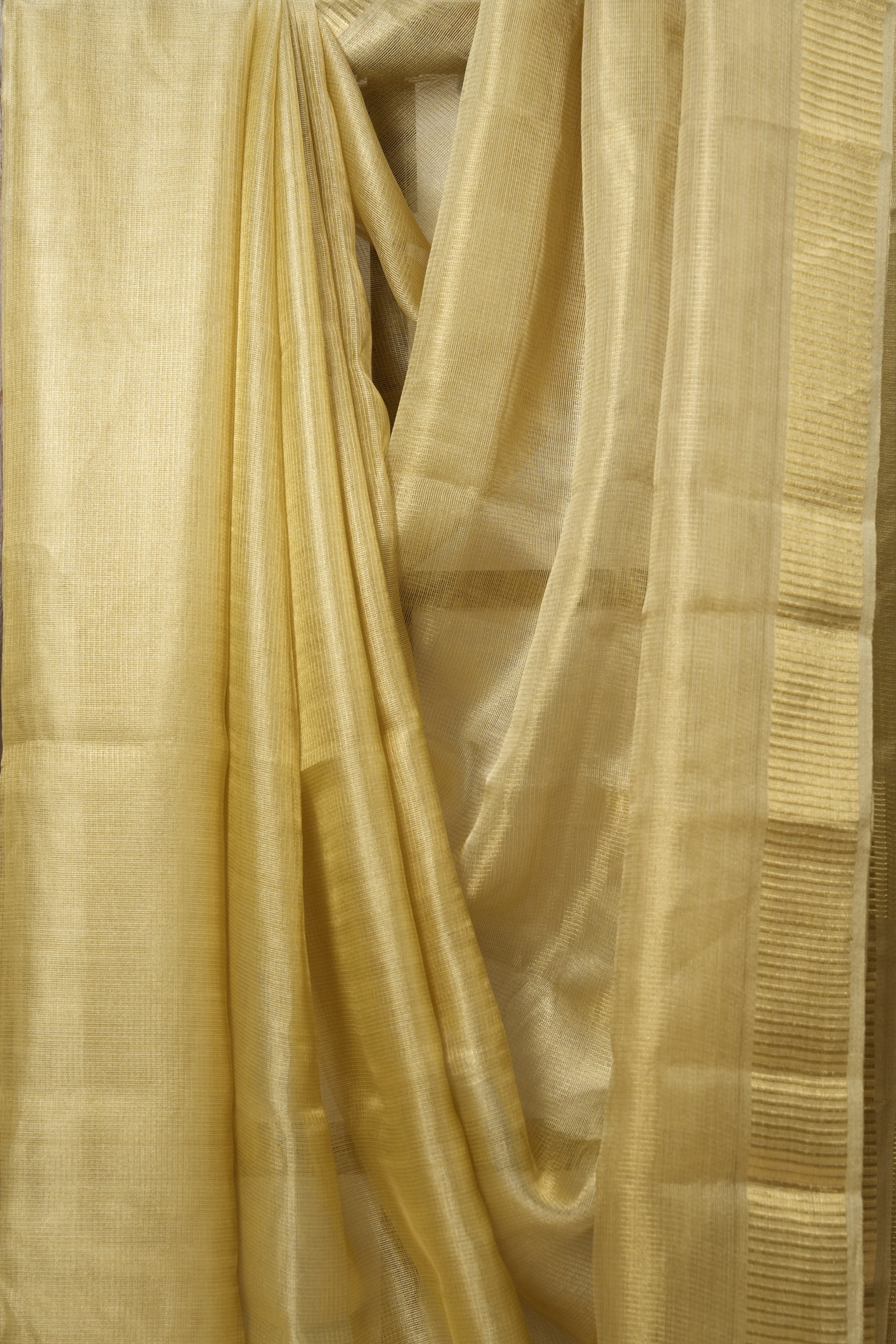 Cream-Gold Tissue Tussar Silk Saree - SRCGTTSS532