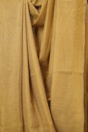 Golden Plain Tissue Linen Saree With Tassels - SRGPTLS286