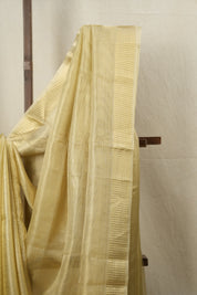 Cream-Gold Tissue Tussar Silk Saree - SRCGTTSS532