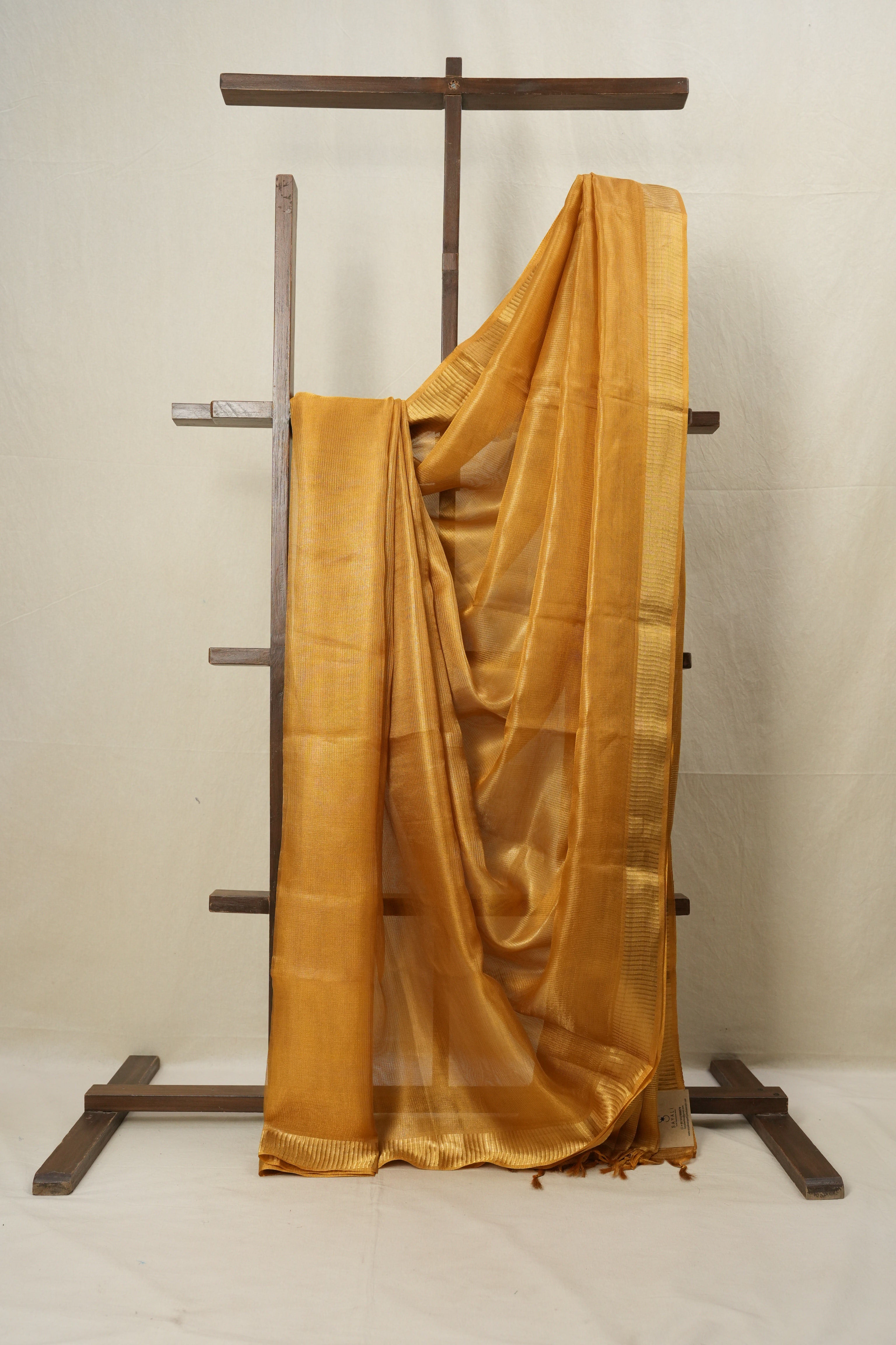 Orange-Gold Tissue Tussar Silk Saree - SROGTTSS531