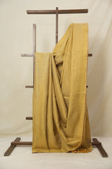 Gold Plain Tissue Linen Saree With Tassels - SRGPTLS289