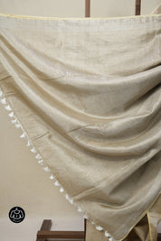 Sand Tissue Linen Saree With Tassels - SRSTLS264