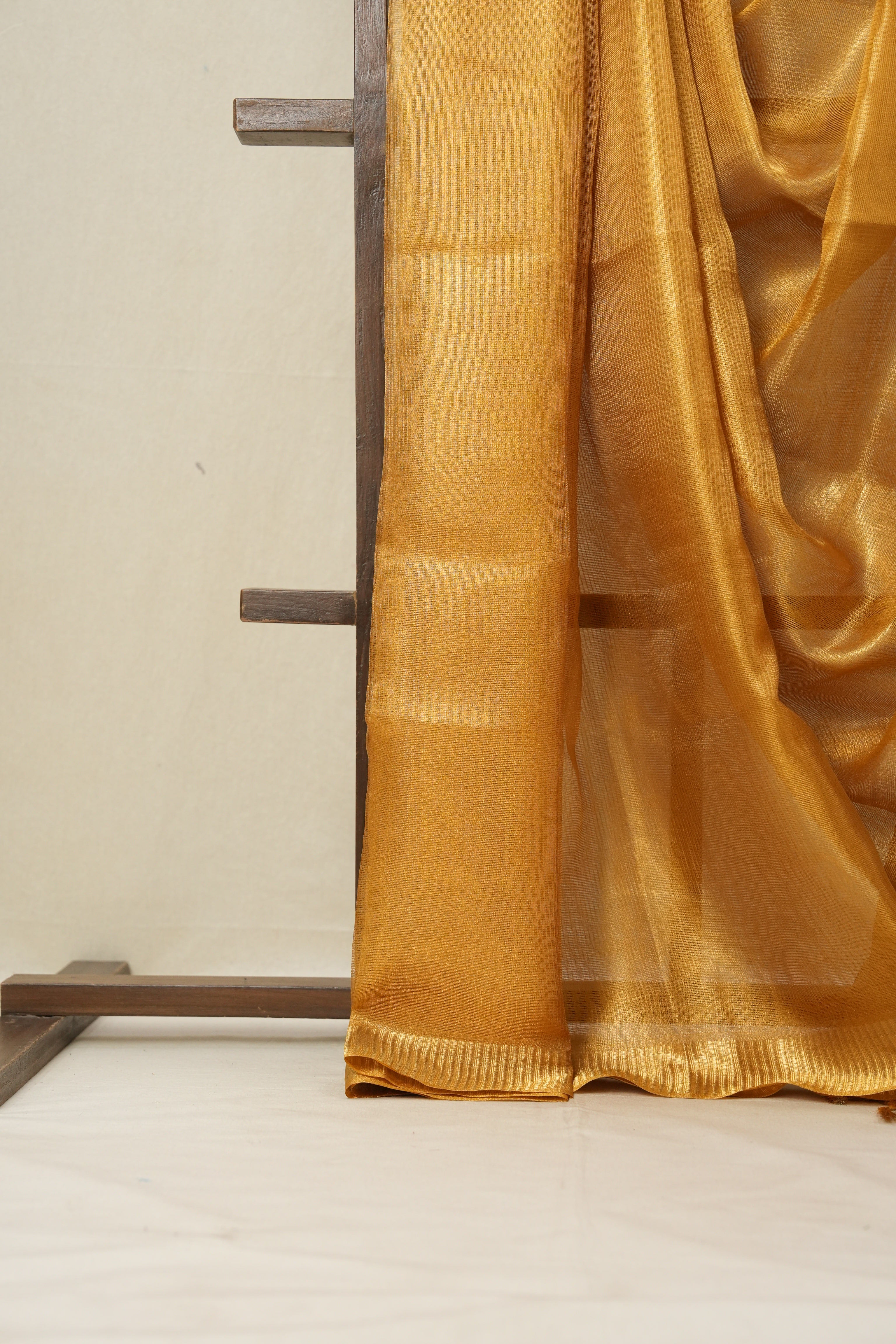 Orange-Gold Tissue Tussar Silk Saree - SROGTTSS531