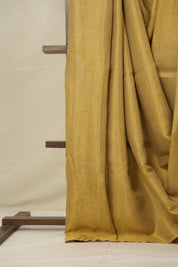 Gold Plain Tissue Linen Saree With Tassels - SRGPTLS289