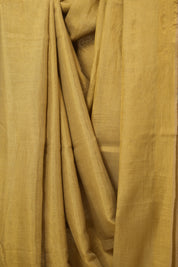 Gold Plain Tissue Linen Saree With Tassels - SRGPTLS289