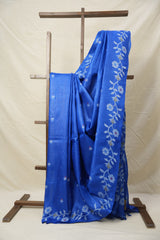 Royal Blue Jamdani Tussar Silk Saree - SRRBJTSS0031