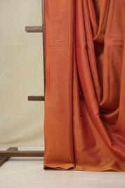 Two Tone Orange Plain Tissue Linen Saree With Tassels - SRTTOPTLS291
