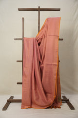 Peach Pink Tissue Linen Saree With Tassels - SRPPTLS266