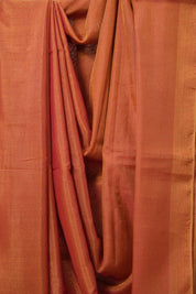 Two Tone Orange Plain Tissue Linen Saree With Tassels - SRTTOPTLS291