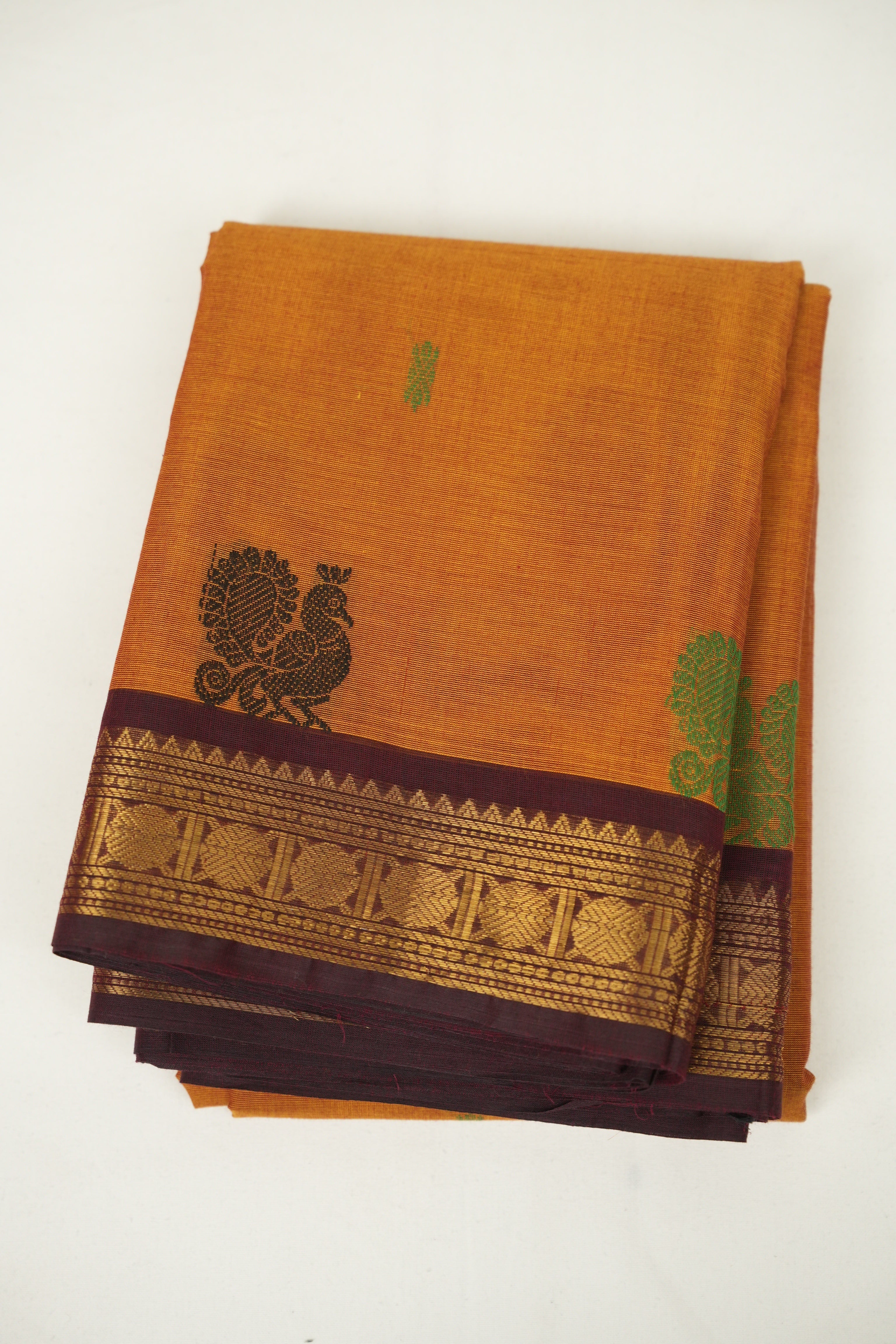 Rust Kanchi Cotton Saree - SRRKCS1475