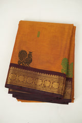Rust Kanchi Cotton Saree - SRRKCS1475