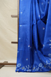 Royal Blue Jamdani Tussar Silk Saree - SRRBJTSS0031