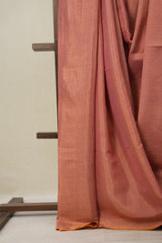 Peach Pink Tissue Linen Saree With Tassels - SRPPTLS266