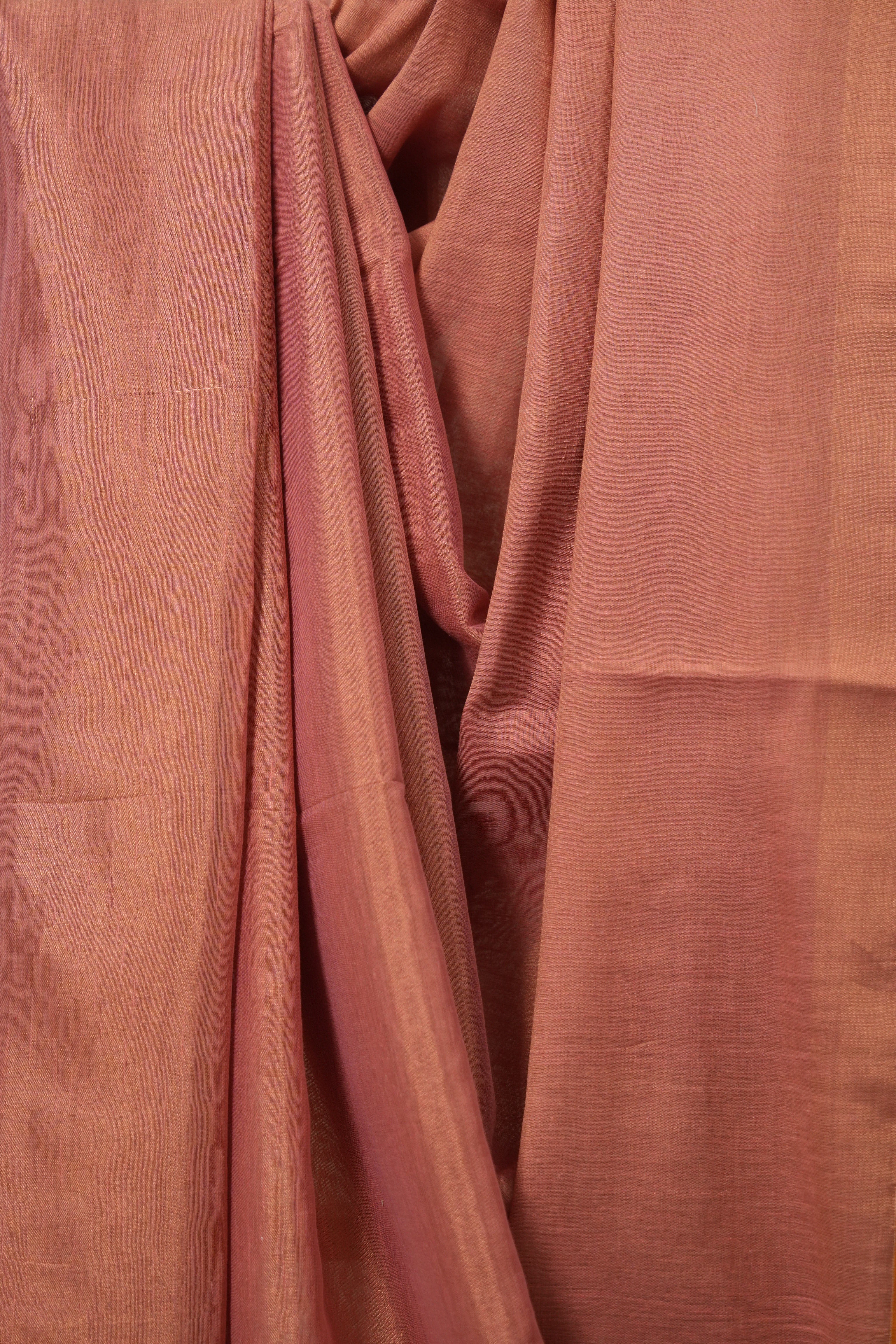 Peach Pink Tissue Linen Saree With Tassels - SRPPTLS266