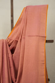 Peach Pink Tissue Linen Saree With Tassels - SRPPTLS266