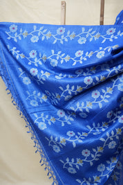 Royal Blue Jamdani Tussar Silk Saree - SRRBJTSS0031
