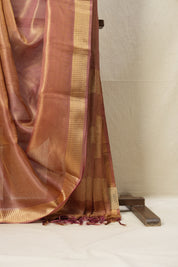 Pink-Gold Tissue Tussar Silk Saree - SRPGTTSS533
