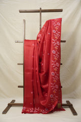 Red Jamdani Tussar Silk Saree - SRRJTSS0032