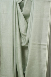 Mint Green Plain Tissue Linen Saree With Tassels - SRMGPTLS292