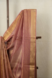 Pink-Gold Tissue Tussar Silk Saree - SRPGTTSS533