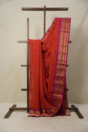 Brick Red Gadwal Cotton Silk Saree - SRBRGCSS152