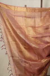 Pink-Gold Tissue Tussar Silk Saree - SRPGTTSS533