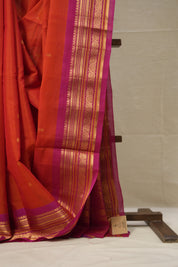 Brick Red Gadwal Cotton Silk Saree - SRBRGCSS152