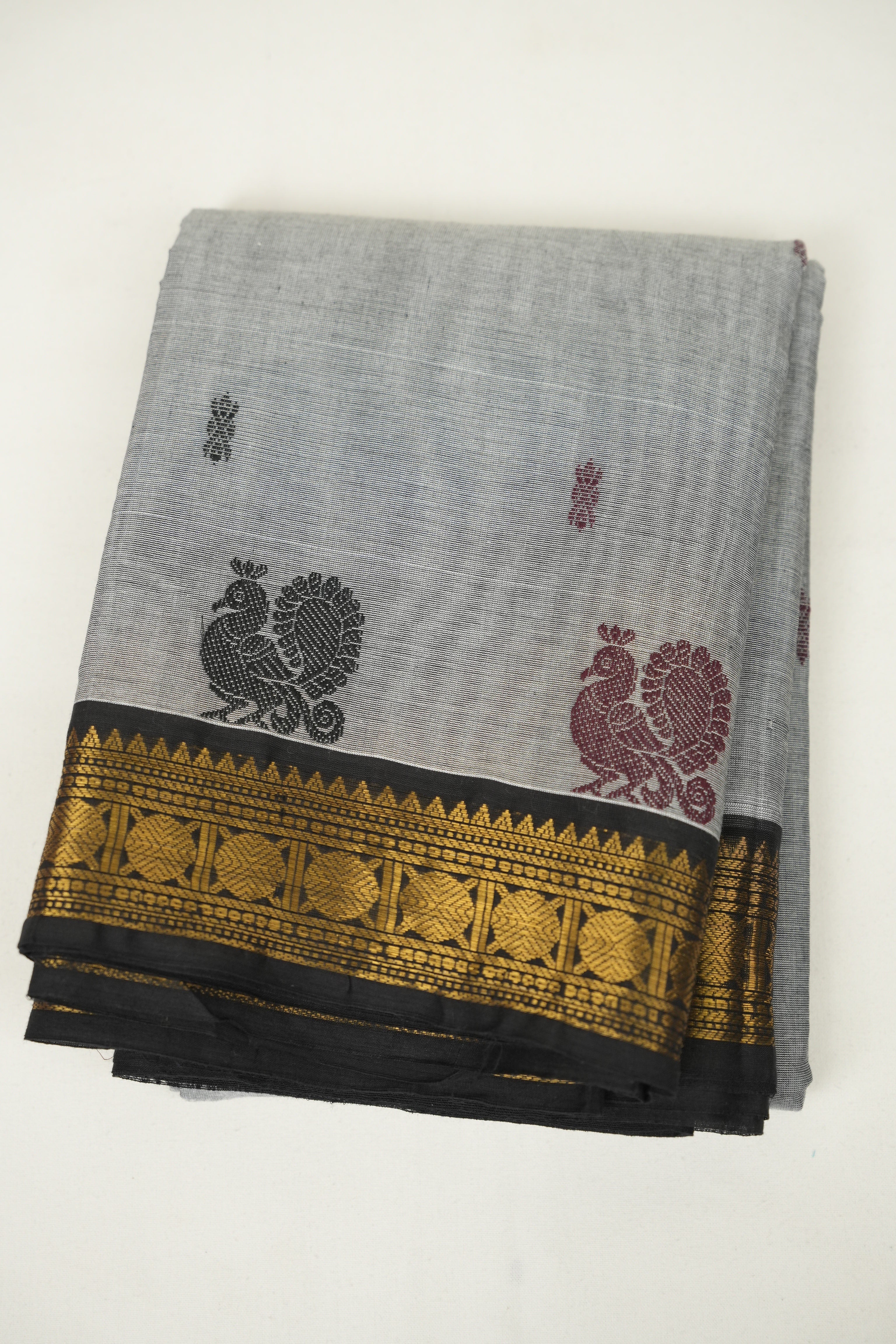 Grey Kanchi Cotton Saree - SRGKCS1472