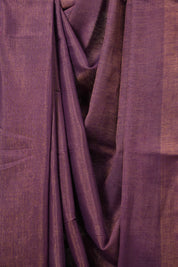 Purple Gold Tissue Linen Saree With Tassels - SRPGTLS267