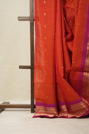 Brick Red Gadwal Cotton Silk Saree - SRBRGCSS152