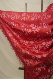 Red Jamdani Tussar Silk Saree - SRRJTSS0032