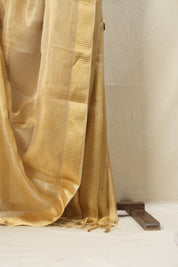 Beige Gold Tissue Tussar Silk Saree - SRBGTTSS536
