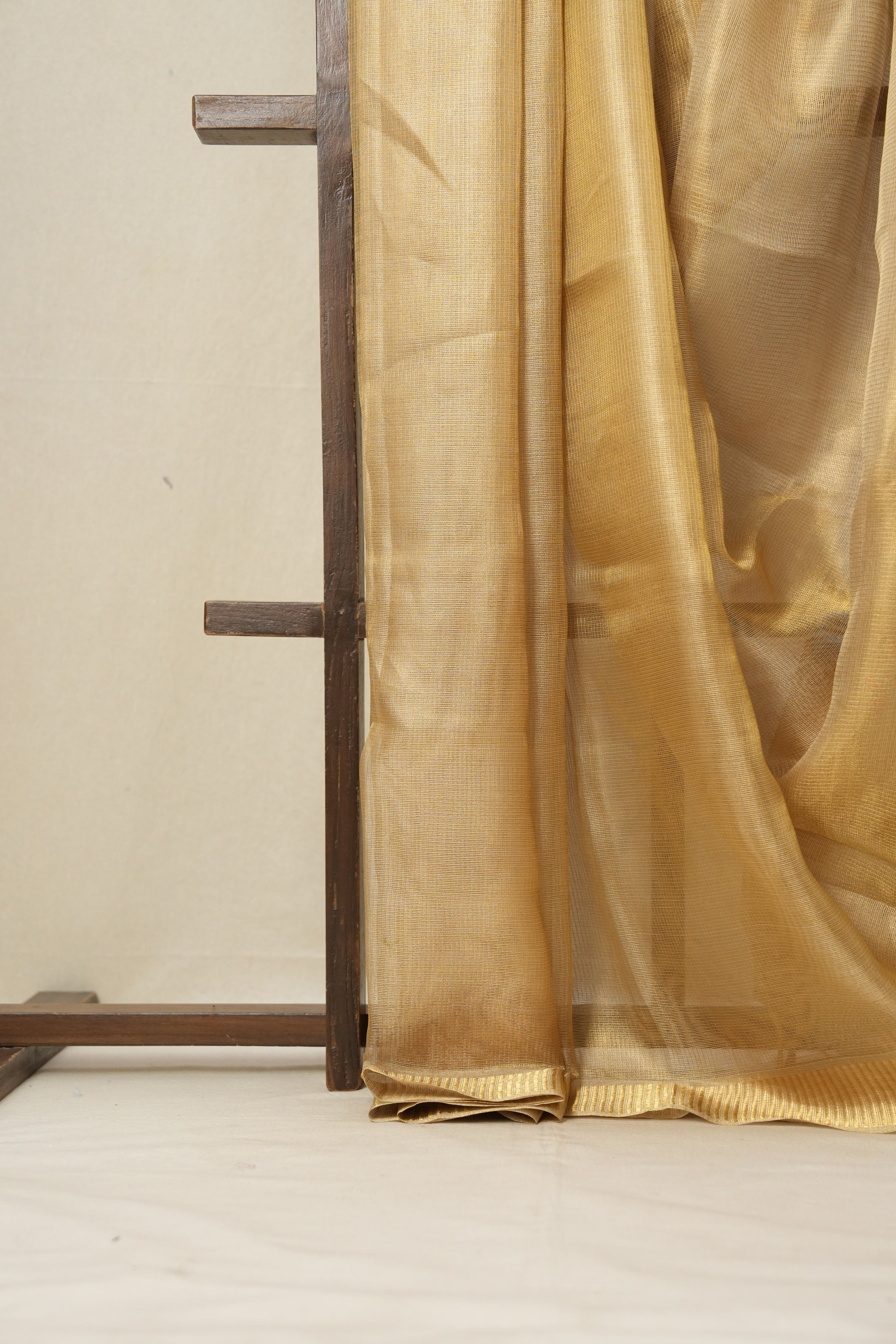 Beige Gold Tissue Tussar Silk Saree - SRBGTTSS536