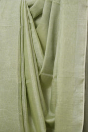 Pista Green Plain Tissue Linen Saree With Tassels - SRPGPTLS293