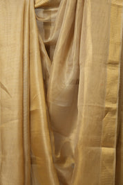 Beige Gold Tissue Tussar Silk Saree - SRBGTTSS536